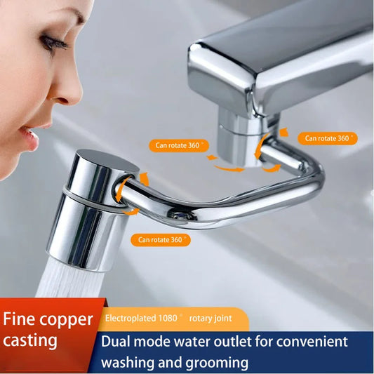 Kitchen faucet extender 1080 ° rotating stainless steel universal splash proof dual-mode bathroom sink accessory with adapter