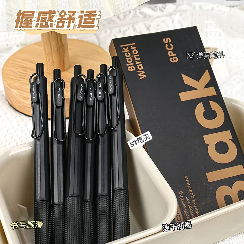 6PCs Retractable Gel Ink Pen,  Silicone Pen Grip ST Tip, Quick-Drying Ink No Smudge 0.5mm Black Ink,Smooth Writting ,Christmas