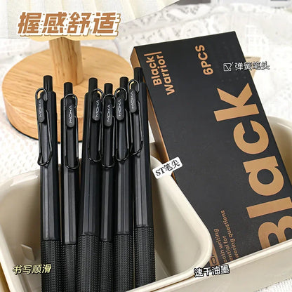 6PCs Retractable Gel Ink Pen,  Silicone Pen Grip ST Tip, Quick-Drying Ink No Smudge 0.5mm Black Ink,Smooth Writting ,Christmas