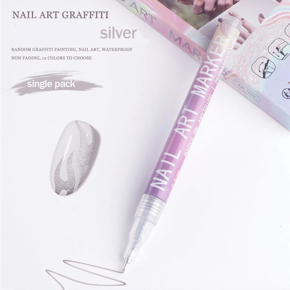 Nail Art Graffiti Pen Nail Acrylic Paint Pen Waterproof Painting Lines Pencil DIY Drawing Abstract Design Nail Accessories