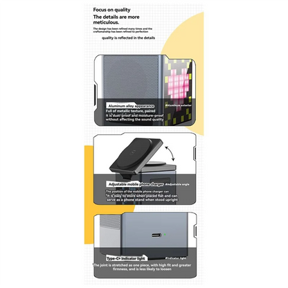 B50B-6In1 Magnetic Multi-Function Wireless Charger With Bluetooth Speaker Alarm Clock For Iphone 14-16Pro For  Iwatch