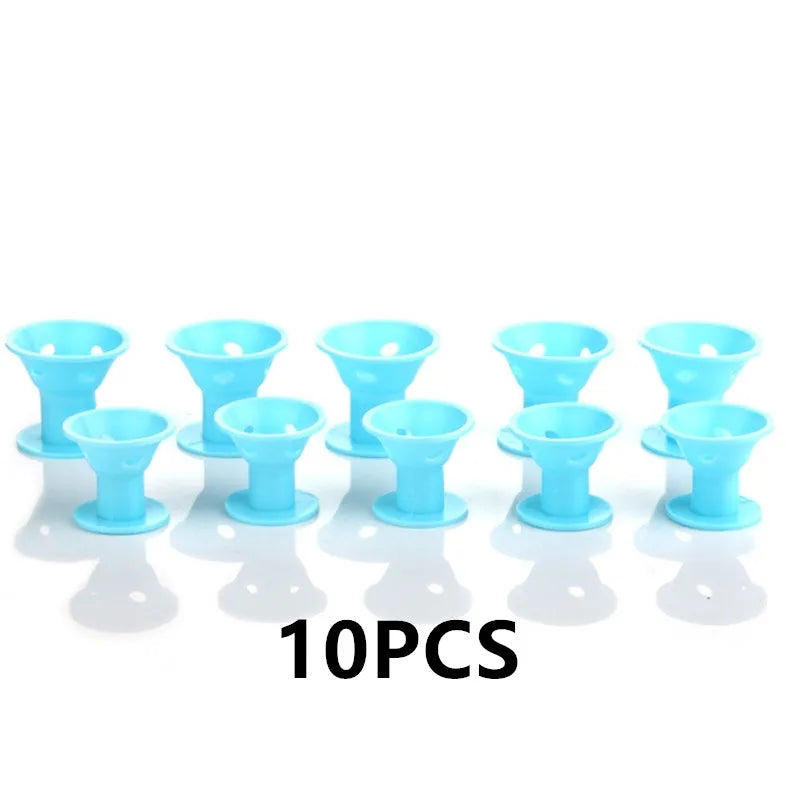 10/20PCS Pink Silicone Curlers Heatless Sleeping Bangs Roll Mushroom Bell Curlers Curly Hair Tubes For Women Girls Hair Curler