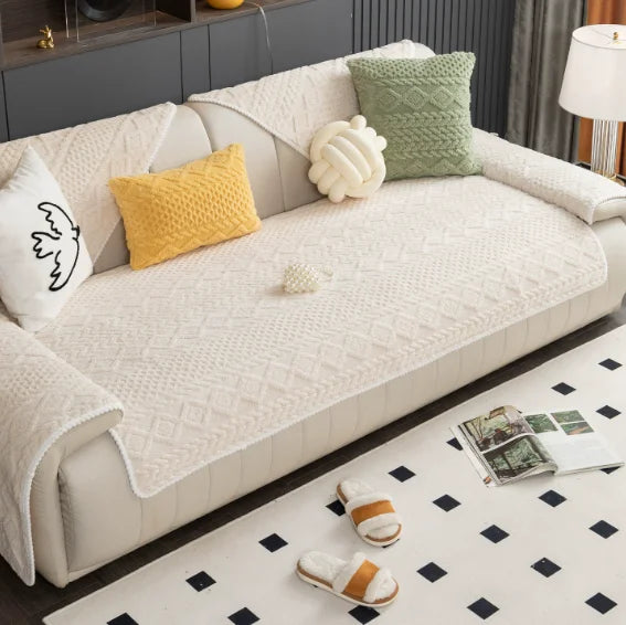 Cat and Dog-Friendly Soft Fabric, Suitable for 1/2/3/4-Seater Sofas, Easy to Care For, Universal Sofa Cover, Non-Slip Sofa Cover, Fully Wrapped Sofa Cover, Dustproof Sofa Cover, Fixed-Seat Sofa Cover, Single Sofa Cover, Sofa
