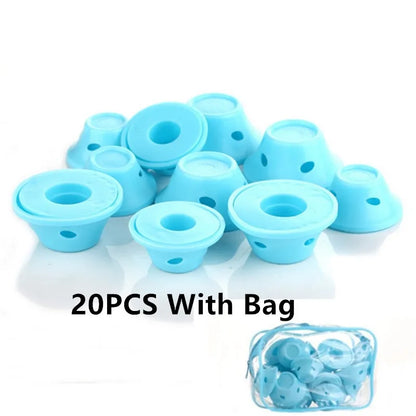 10/20PCS Pink Silicone Curlers Heatless Sleeping Bangs Roll Mushroom Bell Curlers Curly Hair Tubes For Women Girls Hair Curler
