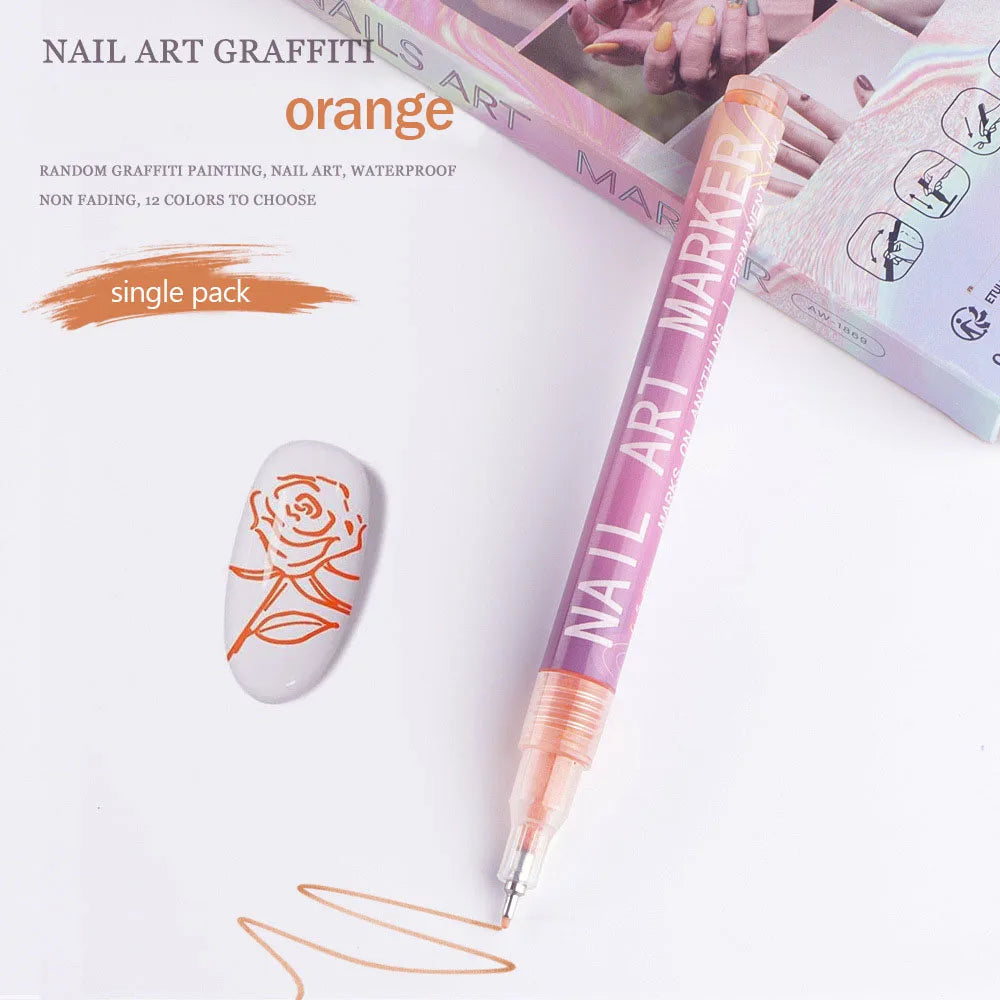 Nail Art Graffiti Pen Nail Acrylic Paint Pen Waterproof Painting Lines Pencil DIY Drawing Abstract Design Nail Accessories