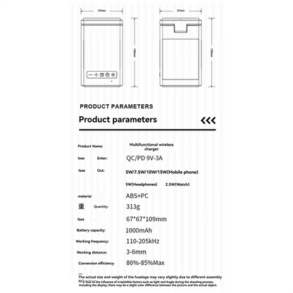 B50B-6In1 Magnetic Multi-Function Wireless Charger With Bluetooth Speaker Alarm Clock For Iphone 14-16Pro For  Iwatch