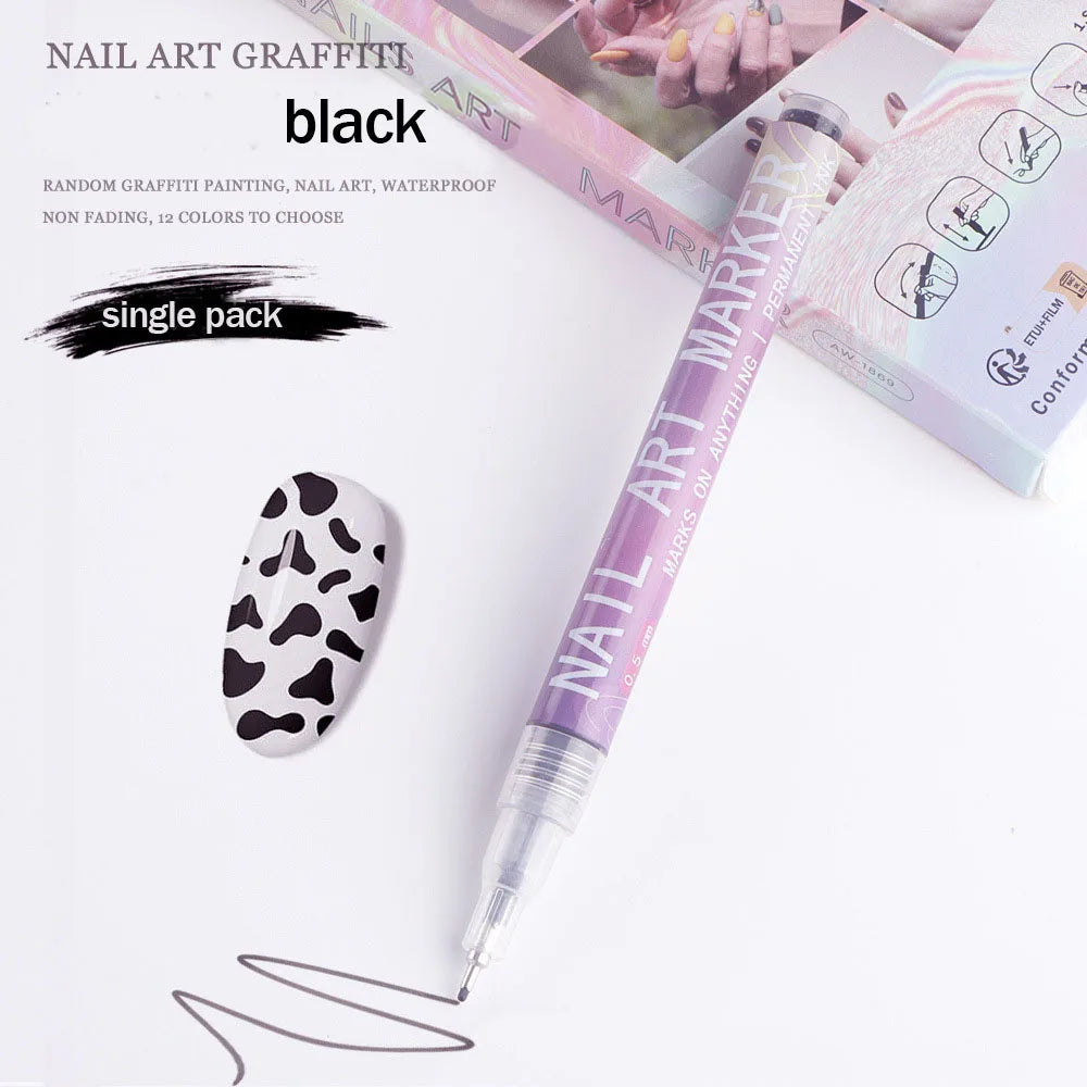 Nail Art Graffiti Pen Nail Acrylic Paint Pen Waterproof Painting Lines Pencil DIY Drawing Abstract Design Nail Accessories