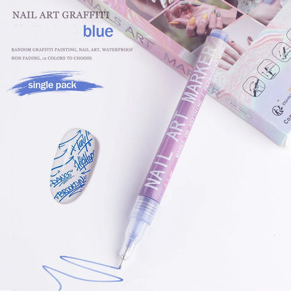 Nail Art Graffiti Pen Nail Acrylic Paint Pen Waterproof Painting Lines Pencil DIY Drawing Abstract Design Nail Accessories