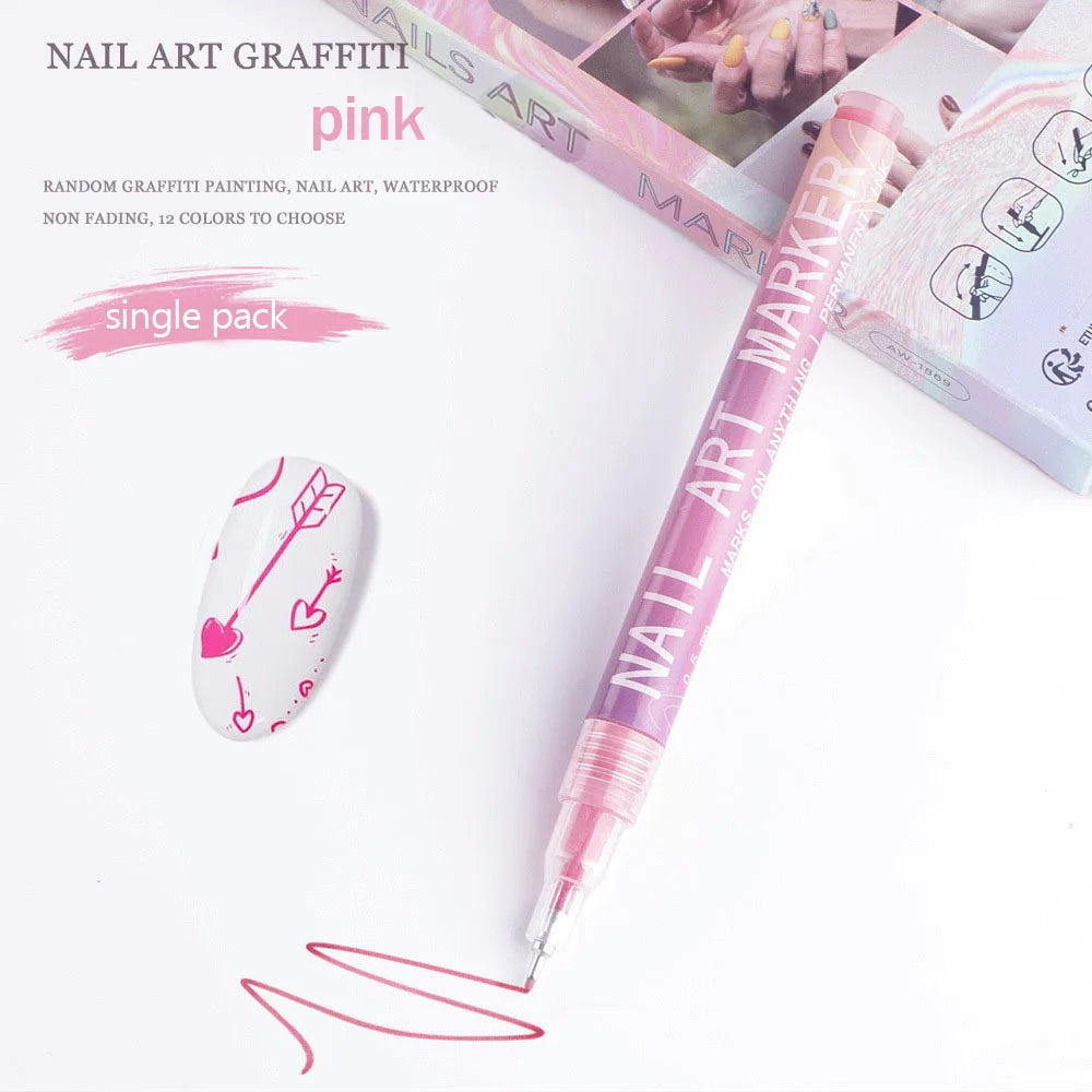 Nail Art Graffiti Pen Nail Acrylic Paint Pen Waterproof Painting Lines Pencil DIY Drawing Abstract Design Nail Accessories