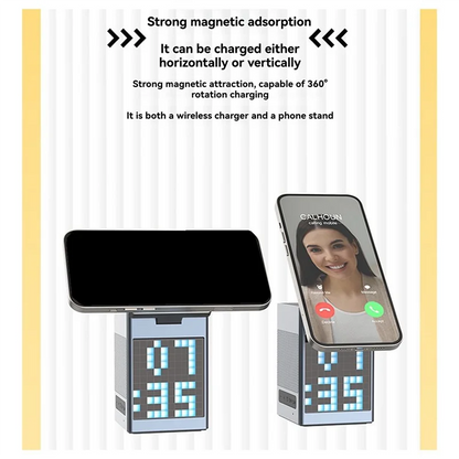 B50B-6In1 Magnetic Multi-Function Wireless Charger With Bluetooth Speaker Alarm Clock For Iphone 14-16Pro For  Iwatch