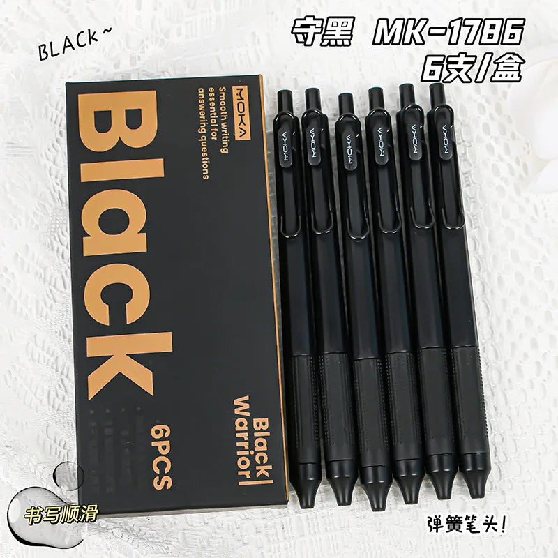 6PCs Retractable Gel Ink Pen,  Silicone Pen Grip ST Tip, Quick-Drying Ink No Smudge 0.5mm Black Ink,Smooth Writting ,Christmas