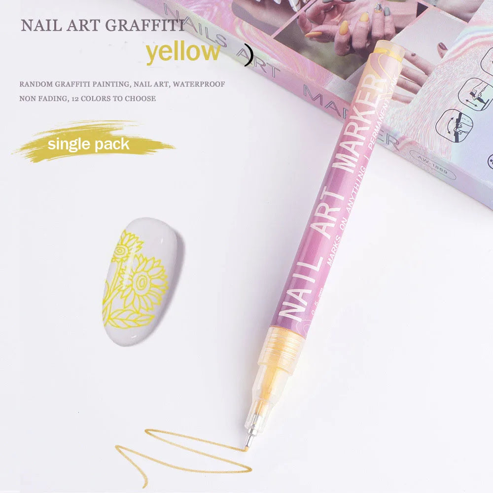 Nail Art Graffiti Pen Nail Acrylic Paint Pen Waterproof Painting Lines Pencil DIY Drawing Abstract Design Nail Accessories