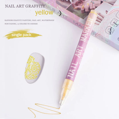 Nail Art Graffiti Pen Nail Acrylic Paint Pen Waterproof Painting Lines Pencil DIY Drawing Abstract Design Nail Accessories