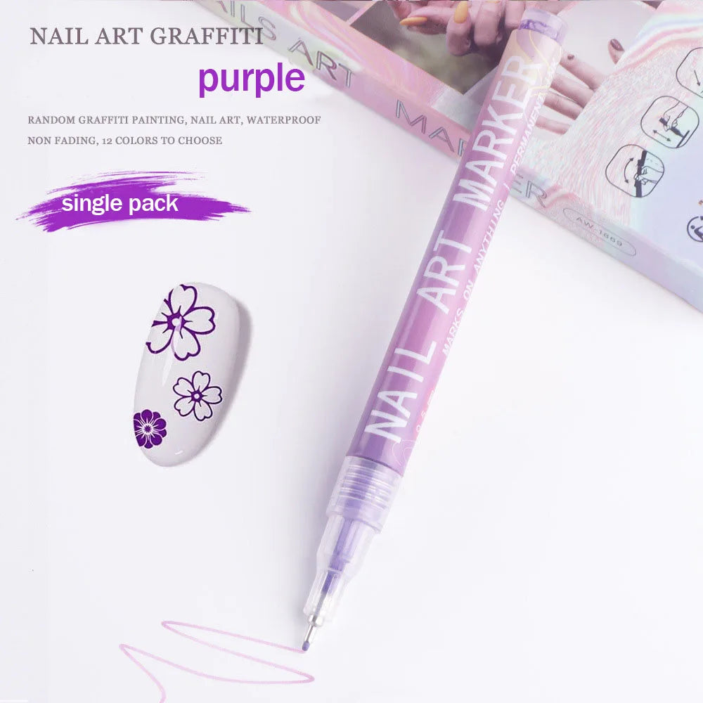 Nail Art Graffiti Pen Nail Acrylic Paint Pen Waterproof Painting Lines Pencil DIY Drawing Abstract Design Nail Accessories