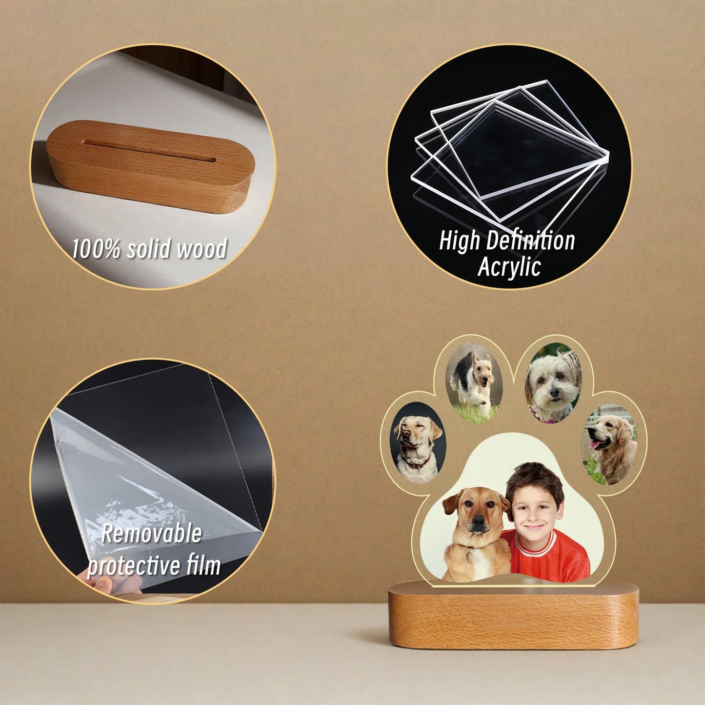 Custom Photo Dog Memorial Night Light Light Up Pet Memorial Plaque Personalized Pet Loss Gift Sympathy Gift for Dog Lovers