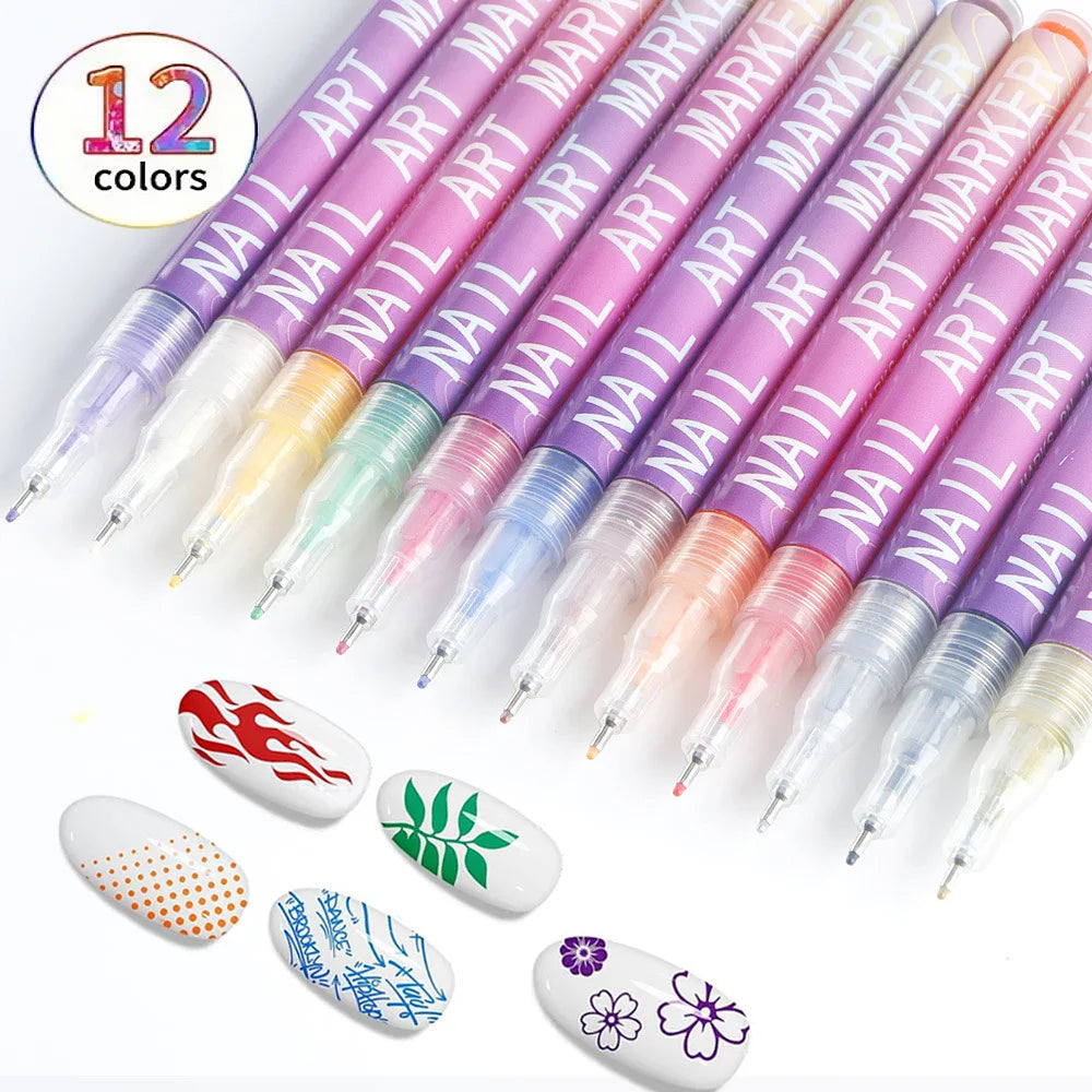 Nail Art Graffiti Pen Nail Acrylic Paint Pen Waterproof Painting Lines Pencil DIY Drawing Abstract Design Nail Accessories