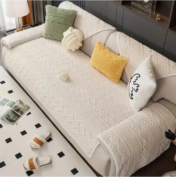 Cat and Dog-Friendly Soft Fabric, Suitable for 1/2/3/4-Seater Sofas, Easy to Care For, Universal Sofa Cover, Non-Slip Sofa Cover, Fully Wrapped Sofa Cover, Dustproof Sofa Cover, Fixed-Seat Sofa Cover, Single Sofa Cover, Sofa