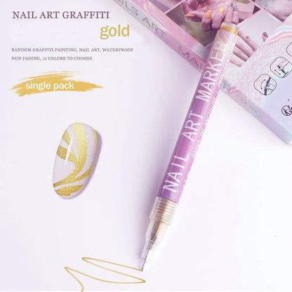 Nail Art Graffiti Pen Nail Acrylic Paint Pen Waterproof Painting Lines Pencil DIY Drawing Abstract Design Nail Accessories