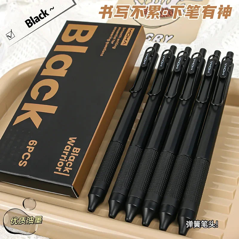 6PCs Retractable Gel Ink Pen,  Silicone Pen Grip ST Tip, Quick-Drying Ink No Smudge 0.5mm Black Ink,Smooth Writting ,Christmas