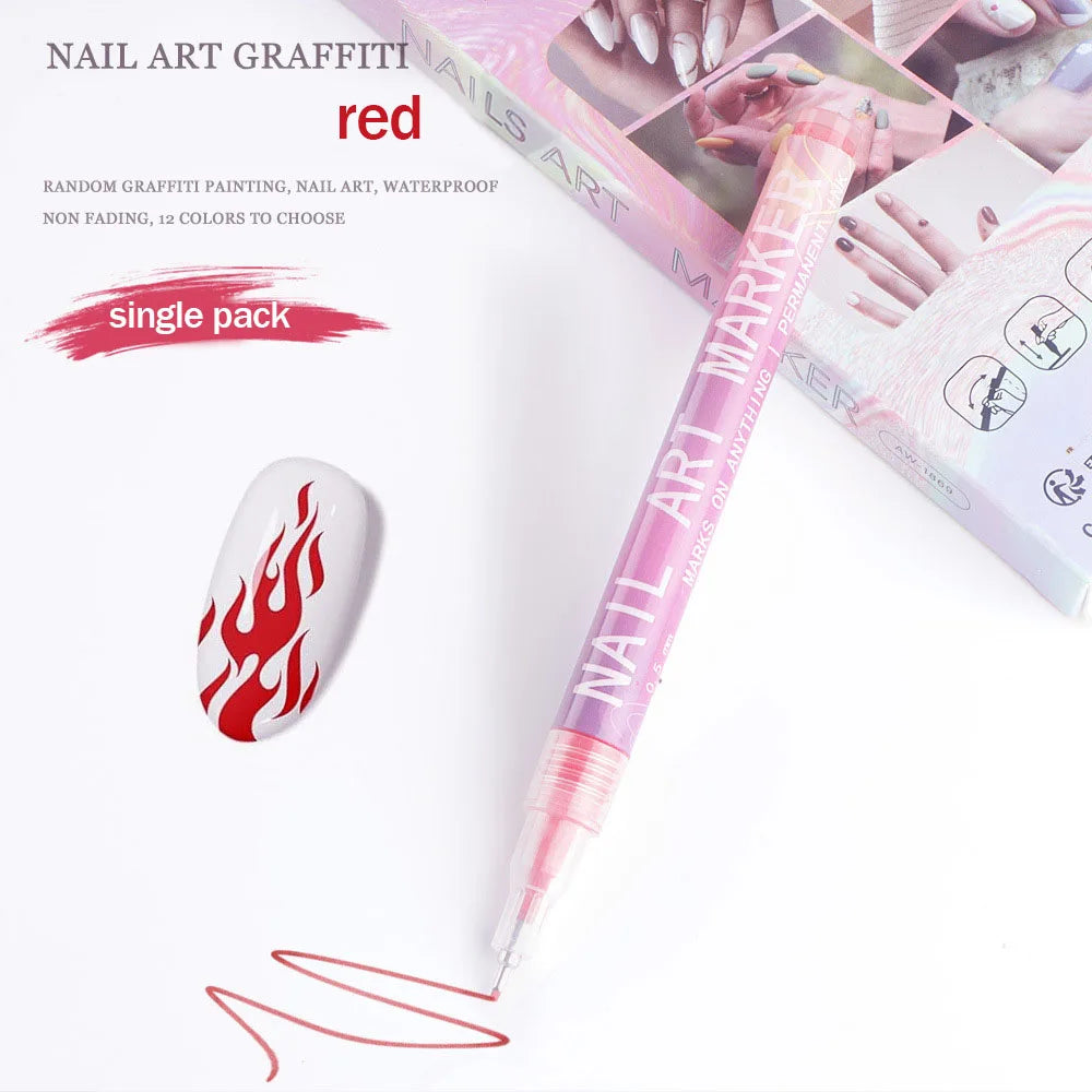 Nail Art Graffiti Pen Nail Acrylic Paint Pen Waterproof Painting Lines Pencil DIY Drawing Abstract Design Nail Accessories