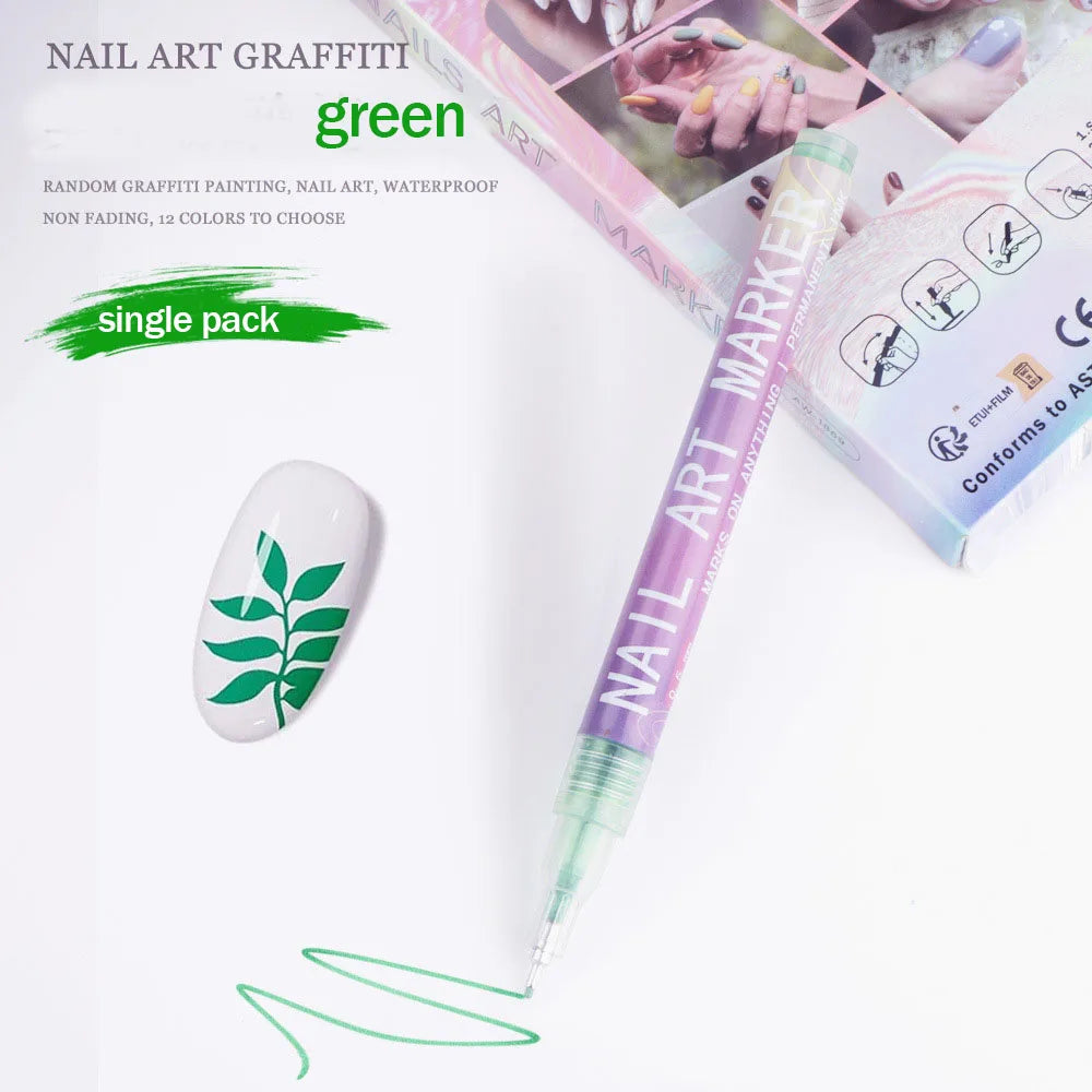 Nail Art Graffiti Pen Nail Acrylic Paint Pen Waterproof Painting Lines Pencil DIY Drawing Abstract Design Nail Accessories